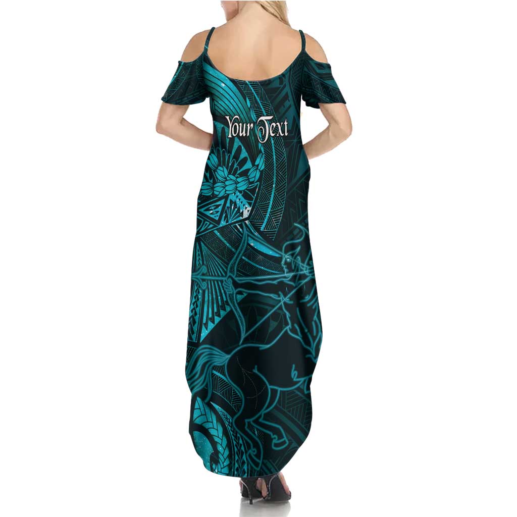 Personalised Polynesia Zodiac Sagittarius Summer Maxi Dress Galaxy Polynesian Pattern Chest Tattoo Style LT14 - Polynesian Pride
