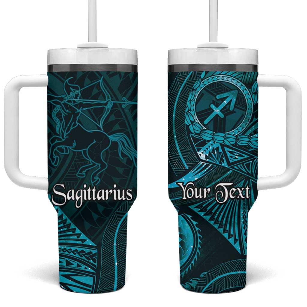 Personalised Polynesia Zodiac Sagittarius Tumbler With Handle Galaxy Polynesian Pattern Chest Tattoo Style