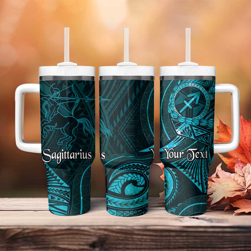 Personalised Polynesia Zodiac Sagittarius Tumbler With Handle Galaxy Polynesian Pattern Chest Tattoo Style