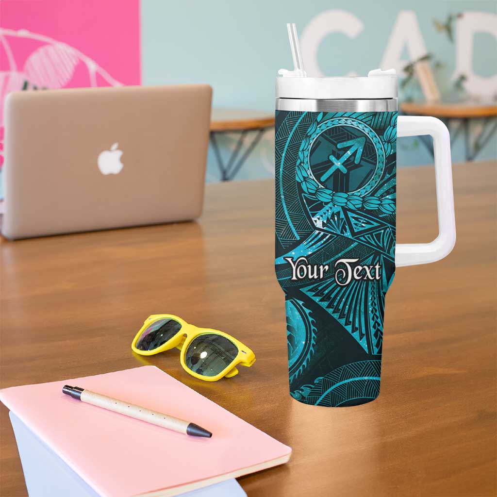 Personalised Polynesia Zodiac Sagittarius Tumbler With Handle Galaxy Polynesian Pattern Chest Tattoo Style