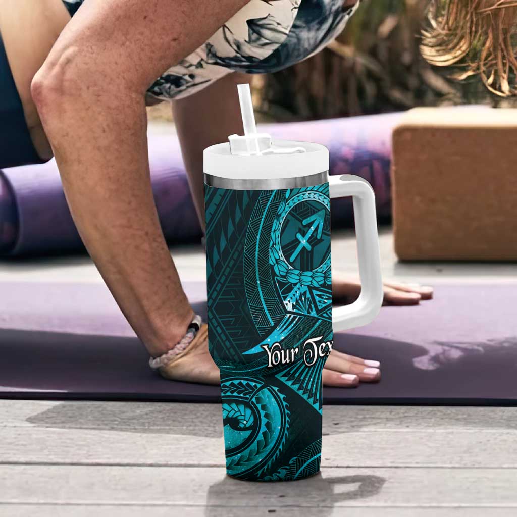 Personalised Polynesia Zodiac Sagittarius Tumbler With Handle Galaxy Polynesian Pattern Chest Tattoo Style