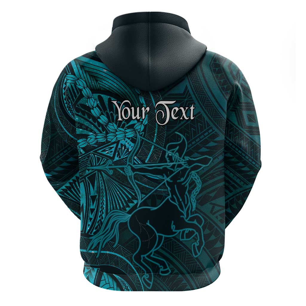 Personalised Polynesia Zodiac Sagittarius Zip Hoodie Galaxy Polynesian Pattern Chest Tattoo Style LT14 - Polynesian Pride