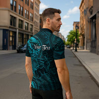 Personalised Polynesia Zodiac Sagittarius Zipper Polo Shirt Galaxy Polynesian Pattern Chest Tattoo Style