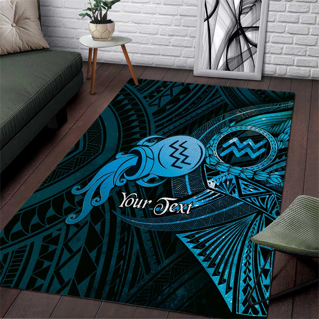 Personalised Polynesia Zodiac Aquarius Area Rug Galaxy Polynesian Pattern Chest Tattoo Style