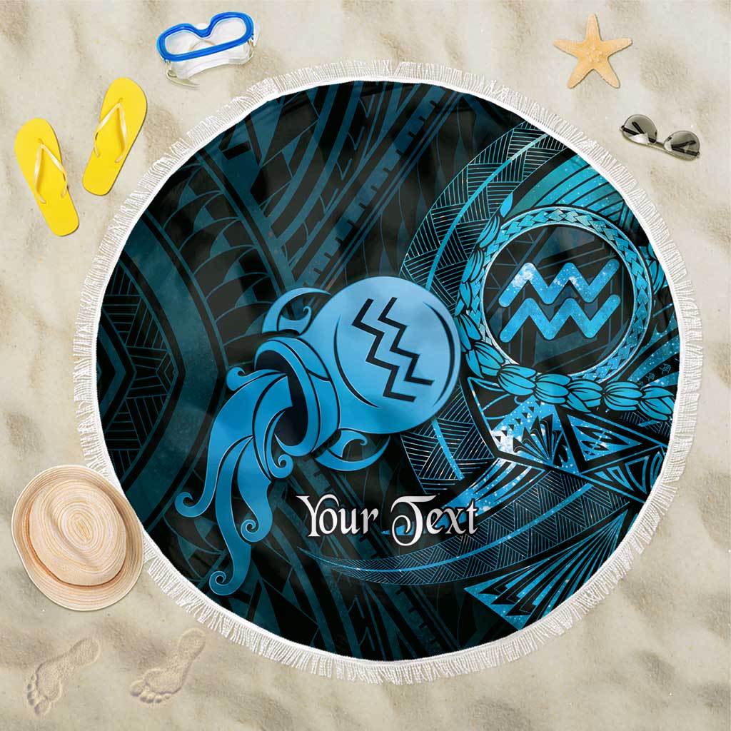 Personalised Polynesia Zodiac Aquarius Beach Blanket Galaxy Polynesian Pattern Chest Tattoo Style
