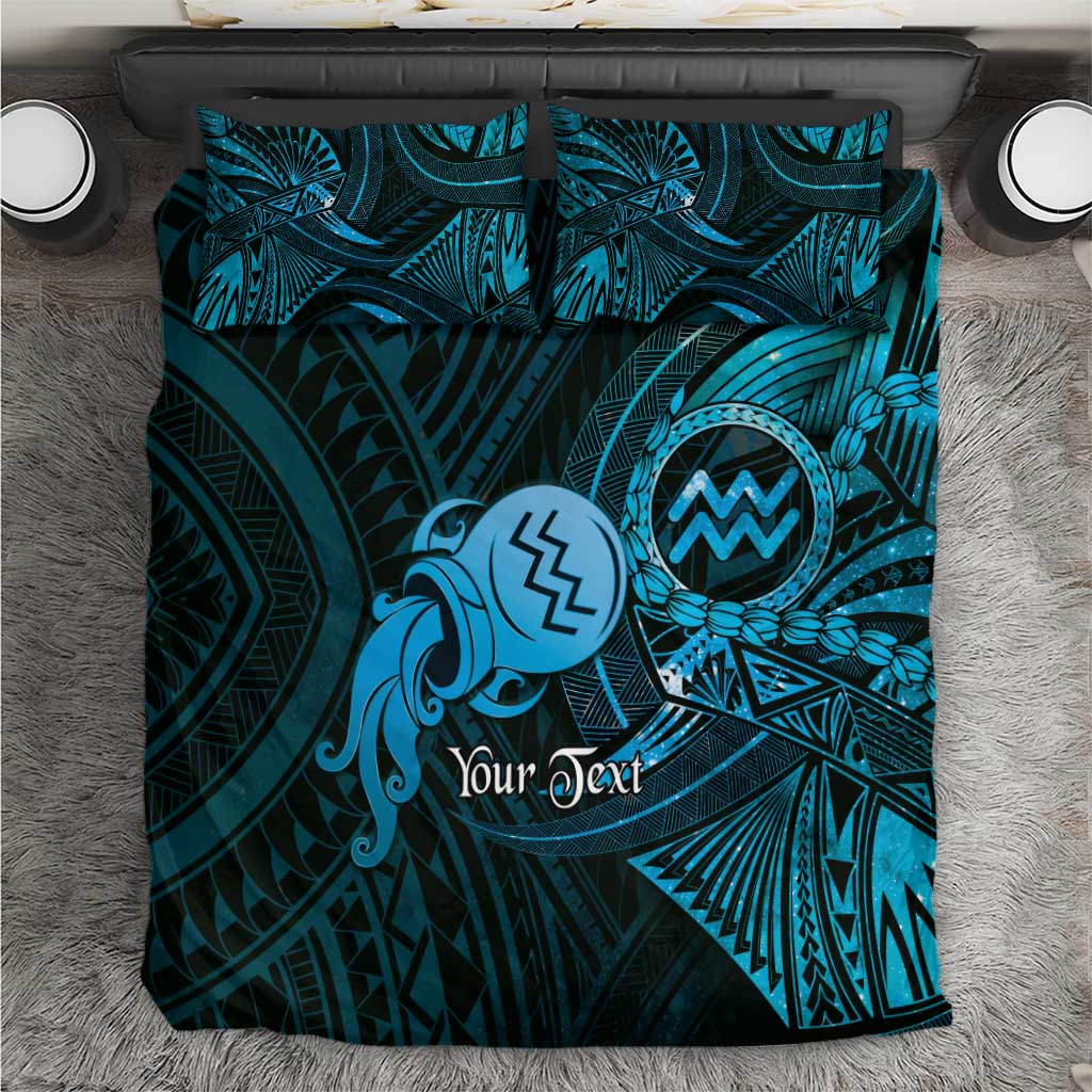 Personalised Polynesia Zodiac Aquarius Bedding Set Galaxy Polynesian Pattern Chest Tattoo Style