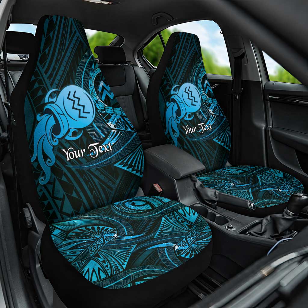 Personalised Polynesia Zodiac Aquarius Car Seat Cover Galaxy Polynesian Pattern Chest Tattoo Style