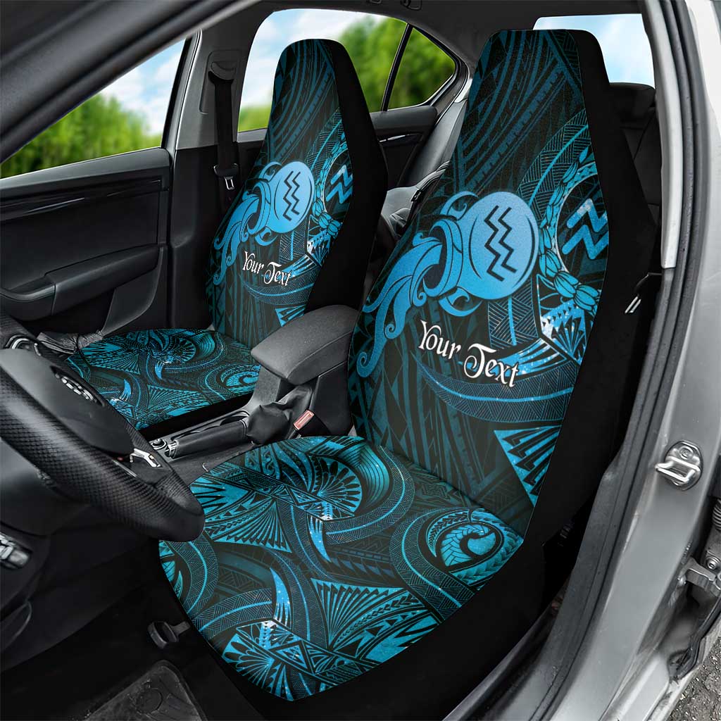 Personalised Polynesia Zodiac Aquarius Car Seat Cover Galaxy Polynesian Pattern Chest Tattoo Style