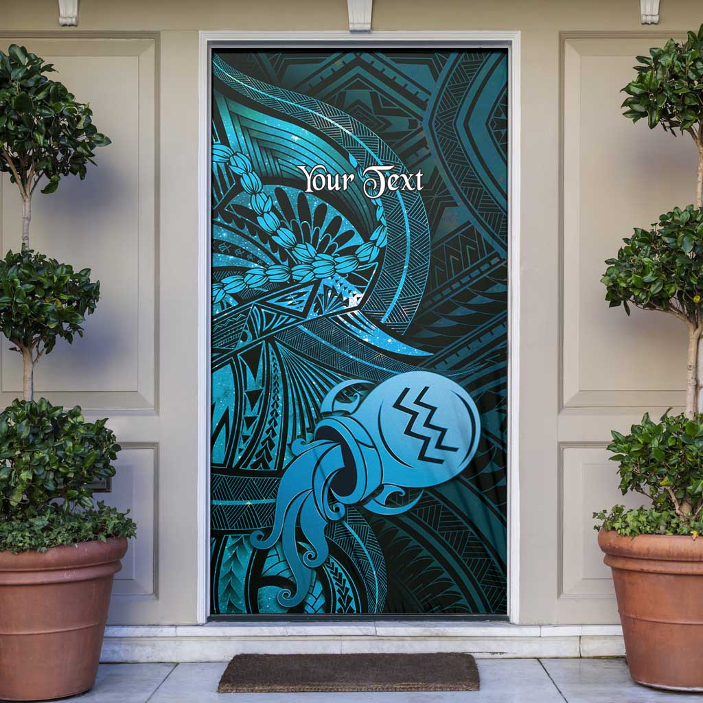 Personalised Polynesia Zodiac Aquarius Door Cover Galaxy Polynesian Pattern Chest Tattoo Style
