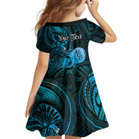 Personalised Polynesia Zodiac Aquarius Family Matching Off Shoulder Short Dress and Hawaiian Shirt Galaxy Polynesian Pattern Chest Tattoo Style