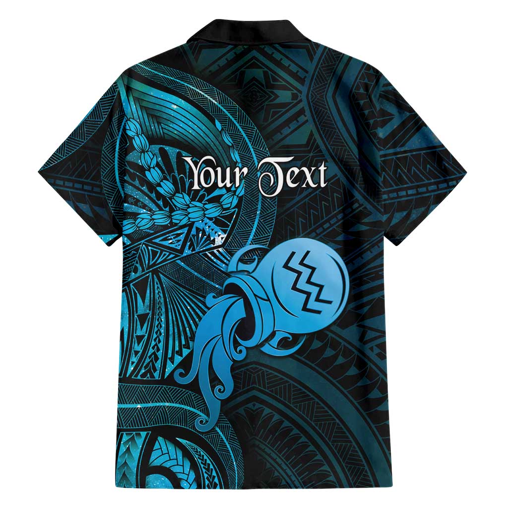 Personalised Polynesia Zodiac Aquarius Family Matching Off Shoulder Short Dress and Hawaiian Shirt Galaxy Polynesian Pattern Chest Tattoo Style