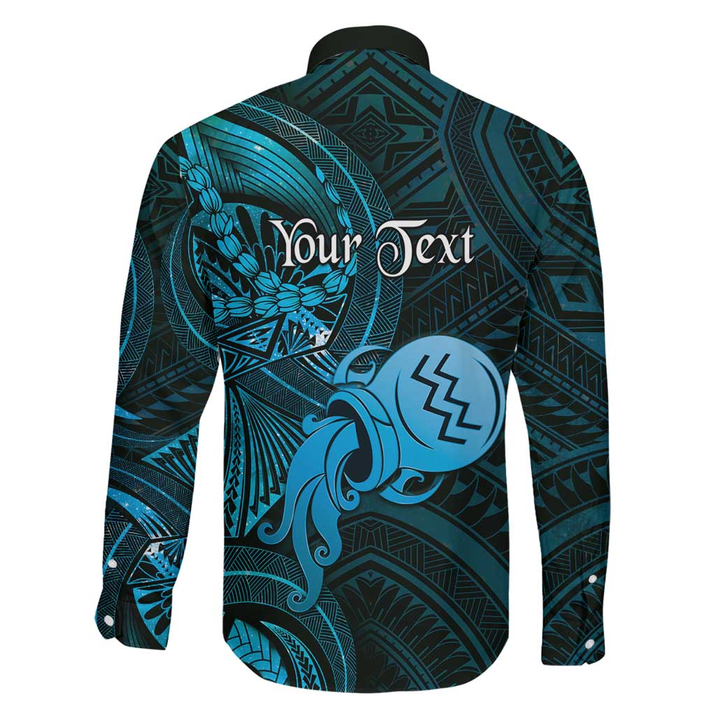 Personalised Polynesia Zodiac Aquarius Family Matching Off Shoulder Short Dress and Hawaiian Shirt Galaxy Polynesian Pattern Chest Tattoo Style