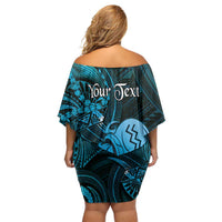 Personalised Polynesia Zodiac Aquarius Family Matching Off Shoulder Short Dress and Hawaiian Shirt Galaxy Polynesian Pattern Chest Tattoo Style