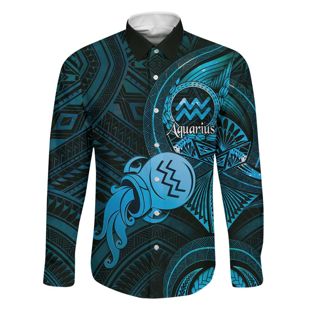 Personalised Polynesia Zodiac Aquarius Family Matching Short Sleeve Bodycon Dress and Hawaiian Shirt Galaxy Polynesian Pattern Chest Tattoo Style