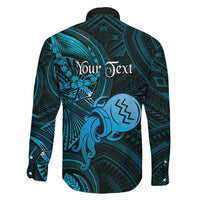 Personalised Polynesia Zodiac Aquarius Family Matching Short Sleeve Bodycon Dress and Hawaiian Shirt Galaxy Polynesian Pattern Chest Tattoo Style