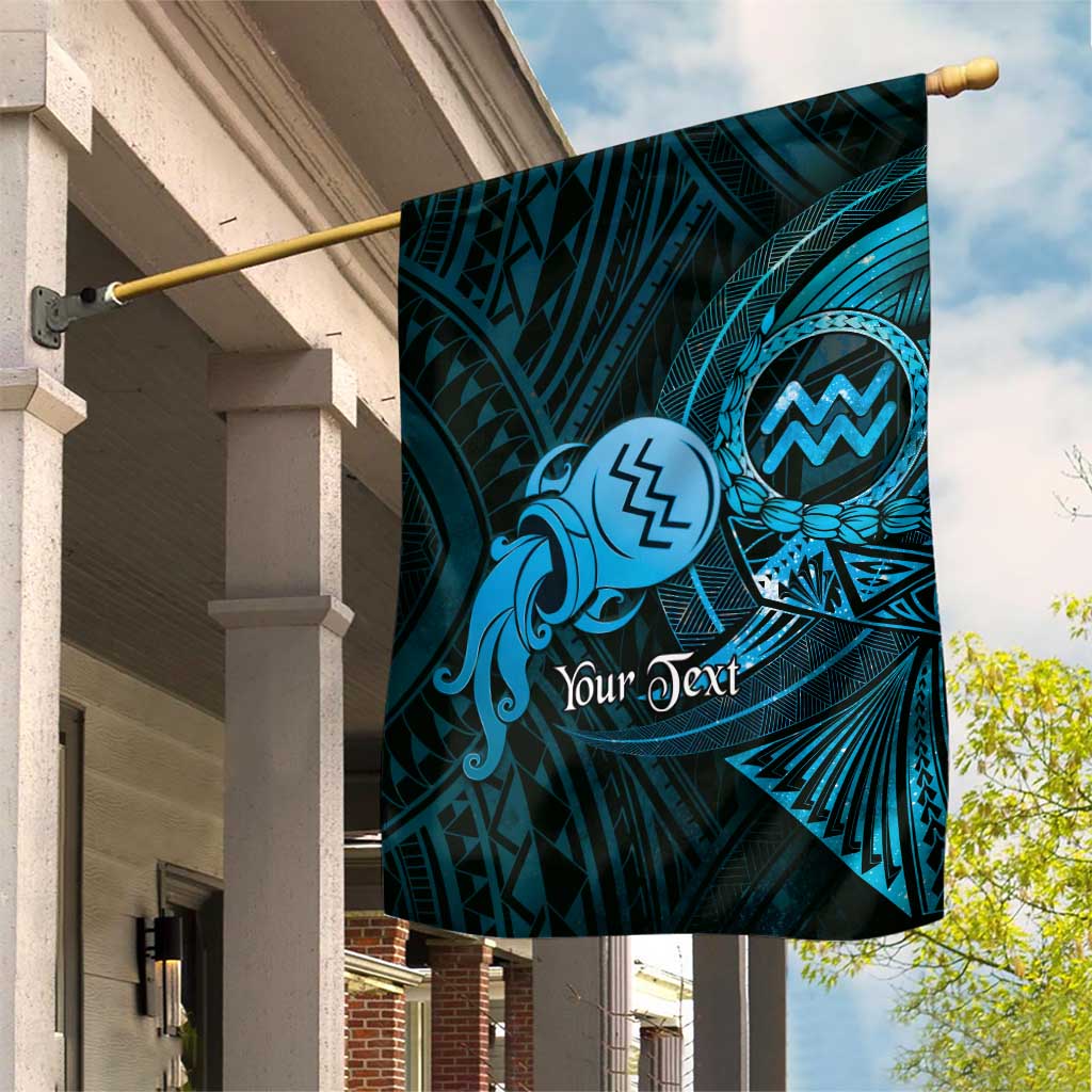 Personalised Polynesia Zodiac Aquarius Garden Flag Galaxy Polynesian Pattern Chest Tattoo Style