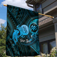 Personalised Polynesia Zodiac Aquarius Garden Flag Galaxy Polynesian Pattern Chest Tattoo Style