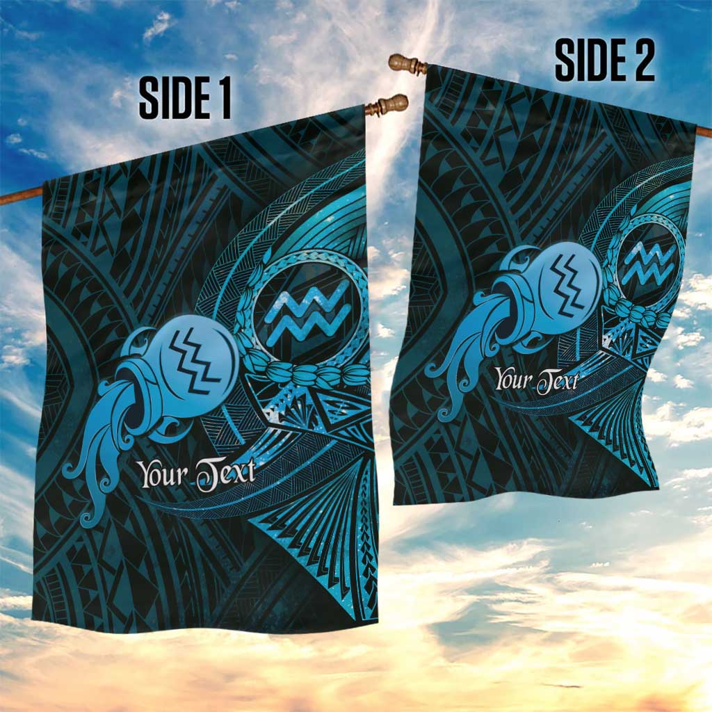 Personalised Polynesia Zodiac Aquarius Garden Flag Galaxy Polynesian Pattern Chest Tattoo Style