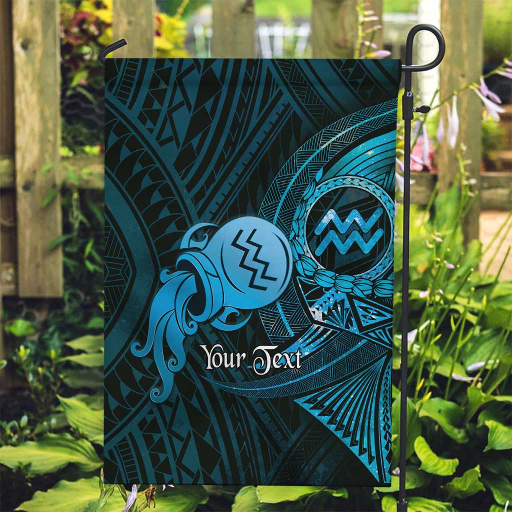 Personalised Polynesia Zodiac Aquarius Garden Flag Galaxy Polynesian Pattern Chest Tattoo Style