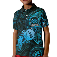 Personalised Polynesia Zodiac Aquarius Kid Polo Shirt Galaxy Polynesian Pattern Chest Tattoo Style