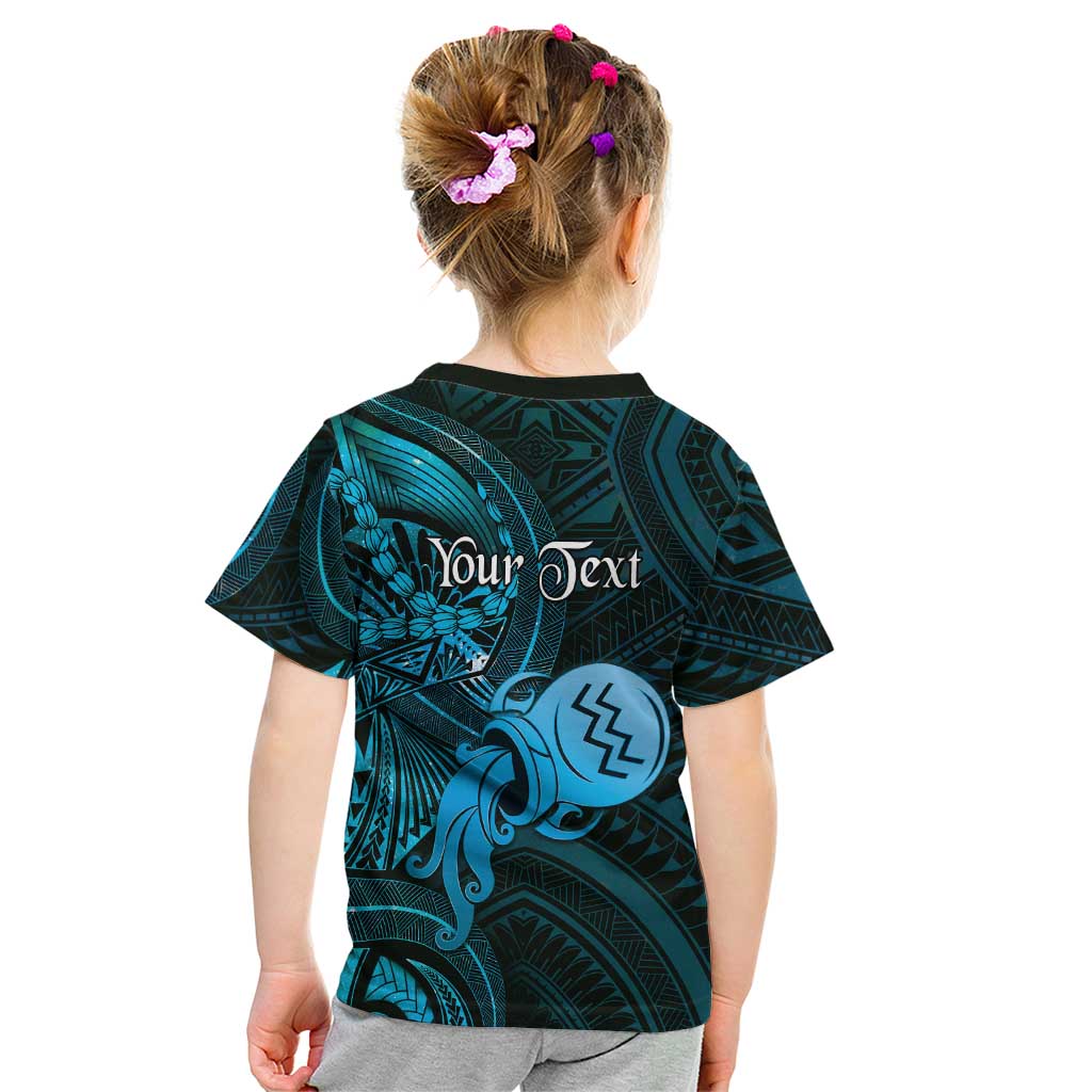 Personalised Polynesia Zodiac Aquarius Kid T Shirt Galaxy Polynesian Pattern Chest Tattoo Style LT14 - Polynesian Pride