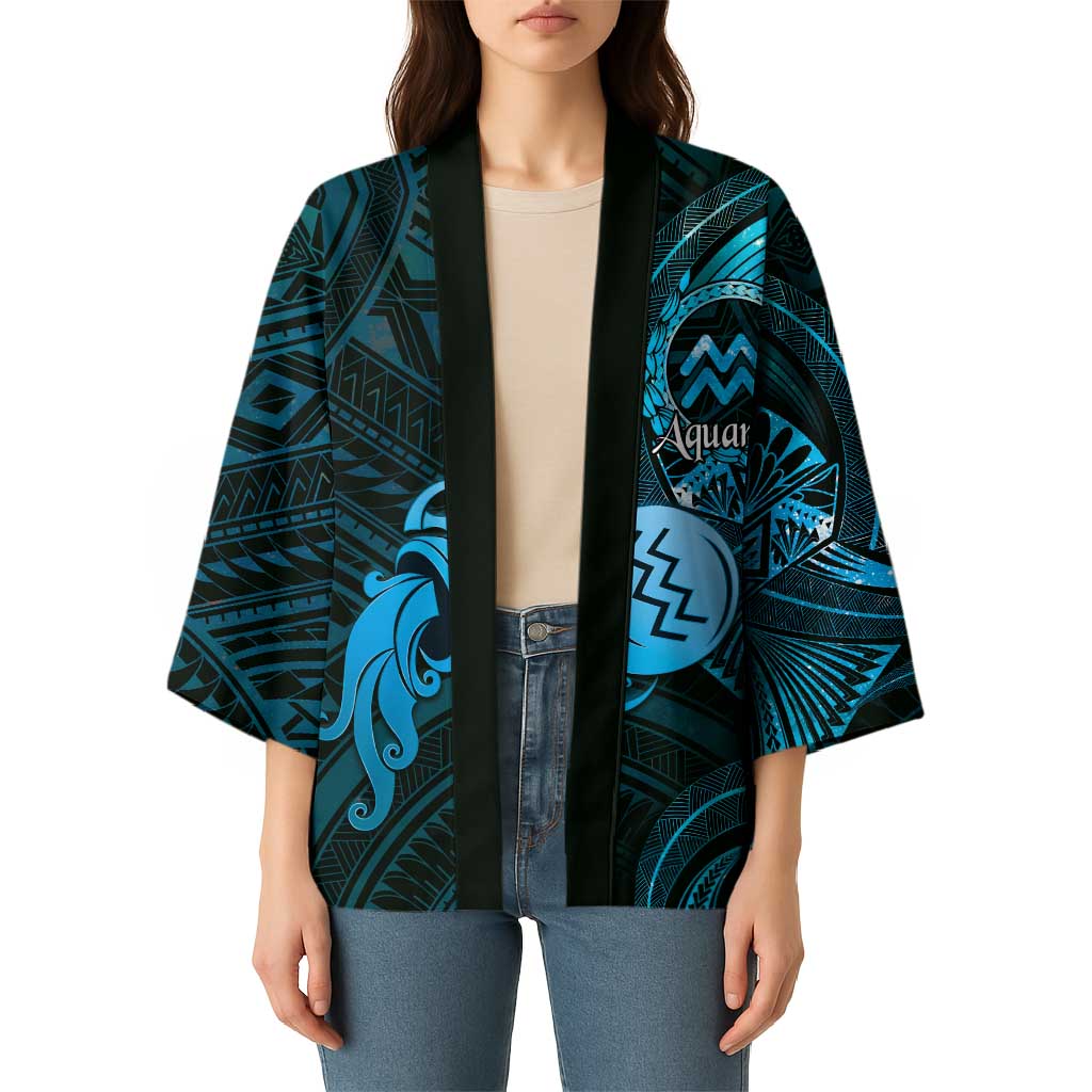Personalised Polynesia Zodiac Aquarius Kimono Galaxy Polynesian Pattern Chest Tattoo Style