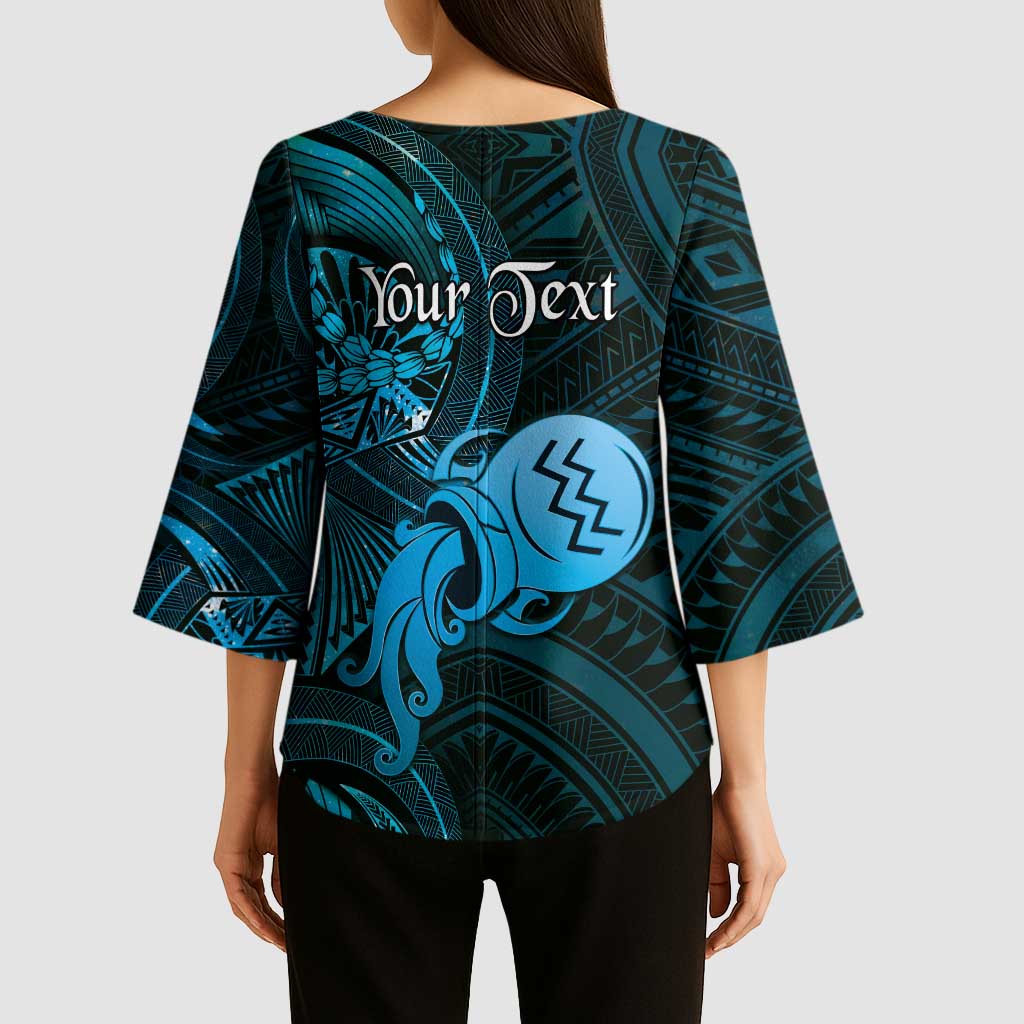 Personalised Polynesia Zodiac Aquarius Kimono Sleeve Blouse Galaxy Polynesian Pattern Chest Tattoo Style LT14 - Polynesian Pride