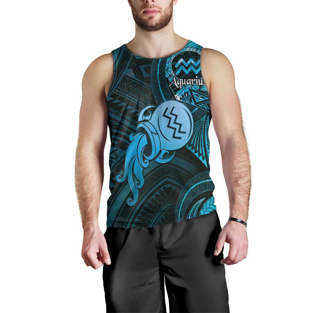 Personalised Polynesia Zodiac Aquarius Men Tank Top Galaxy Polynesian Pattern Chest Tattoo Style LT14 - Polynesian Pride