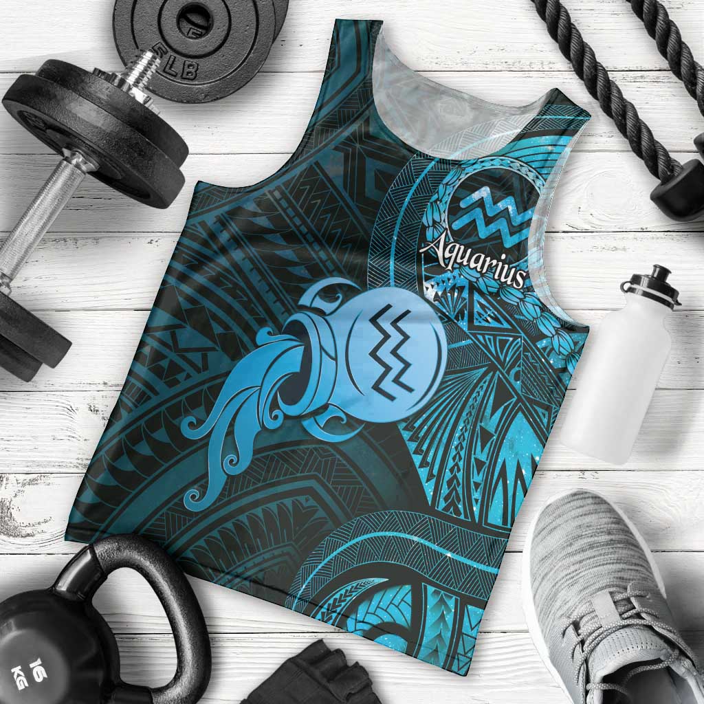 Personalised Polynesia Zodiac Aquarius Men Tank Top Galaxy Polynesian Pattern Chest Tattoo Style LT14 - Polynesian Pride