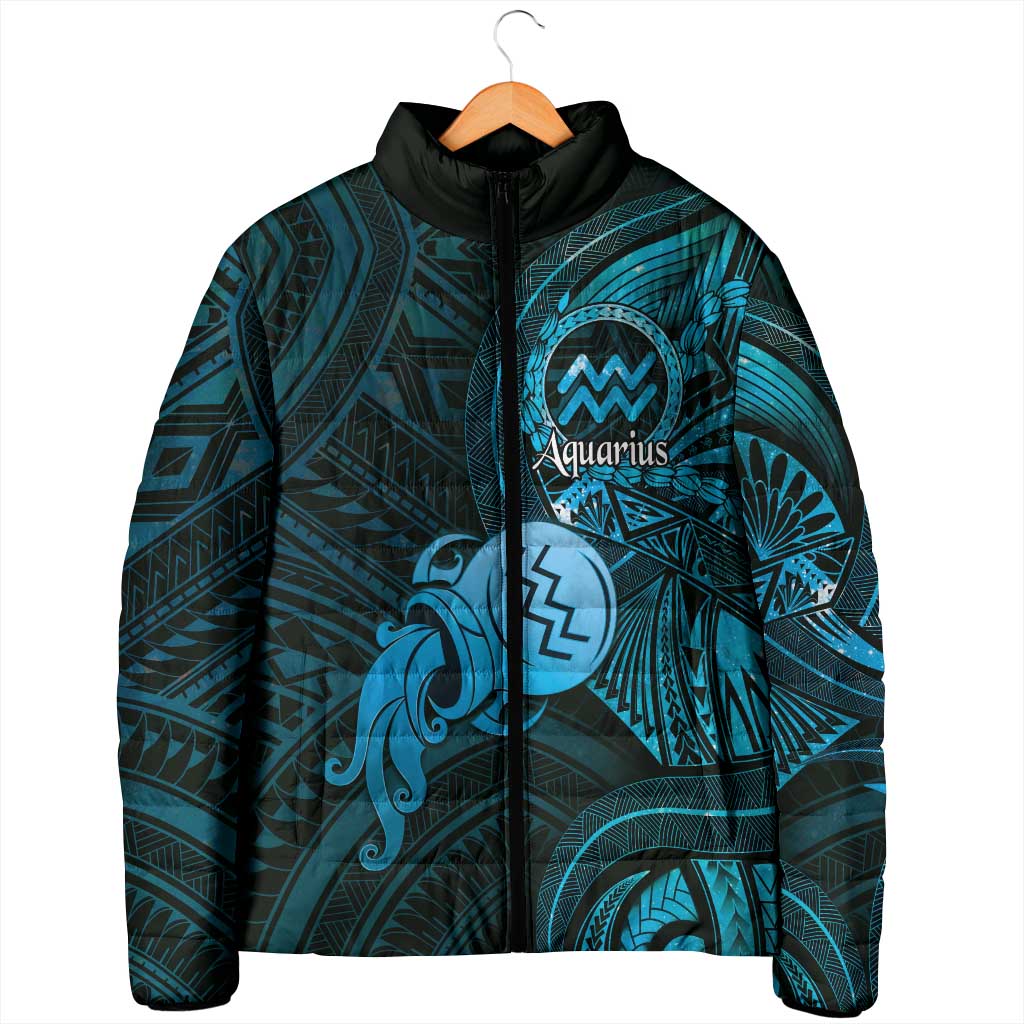Personalised Polynesia Zodiac Aquarius Padded Jacket Galaxy Polynesian Pattern Chest Tattoo Style LT14 - Polynesian Pride