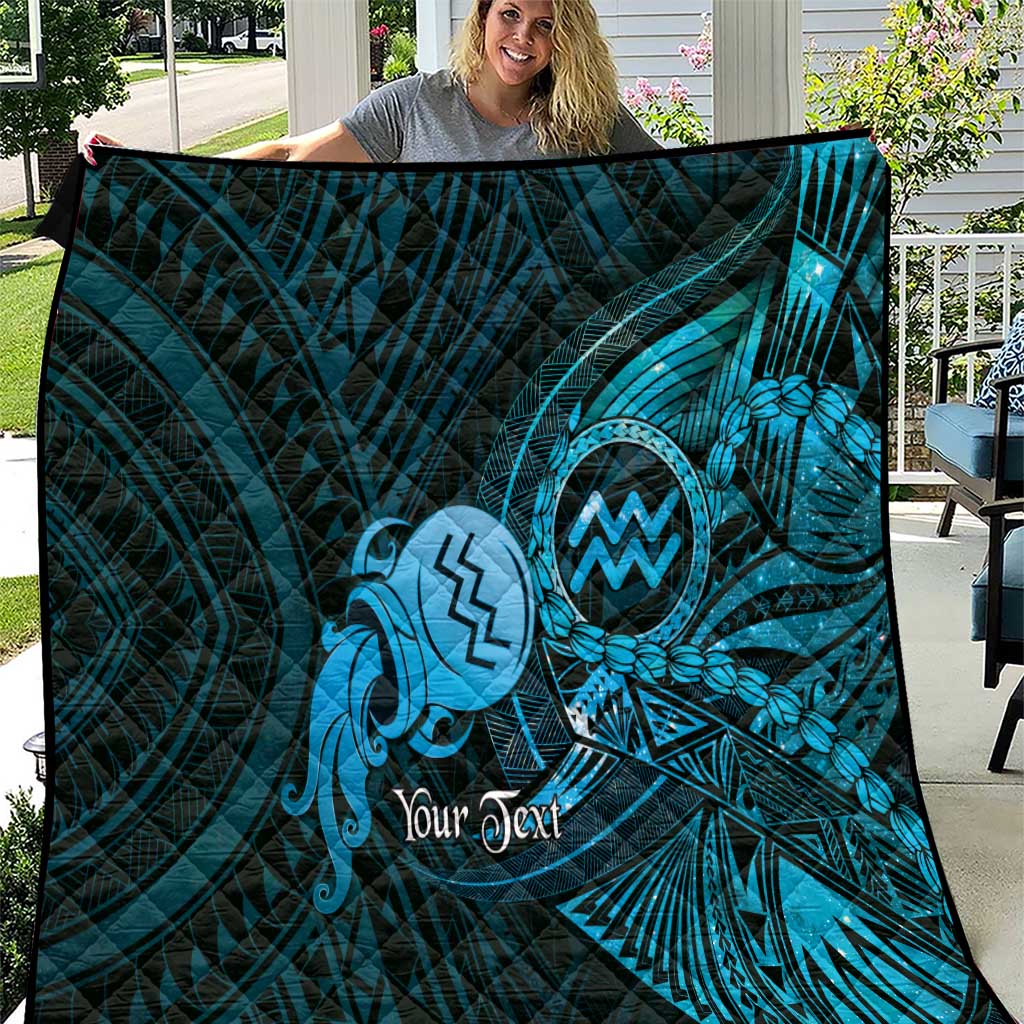 Personalised Polynesia Zodiac Aquarius Quilt Galaxy Polynesian Pattern Chest Tattoo Style LT14 Blue - Polynesian Pride
