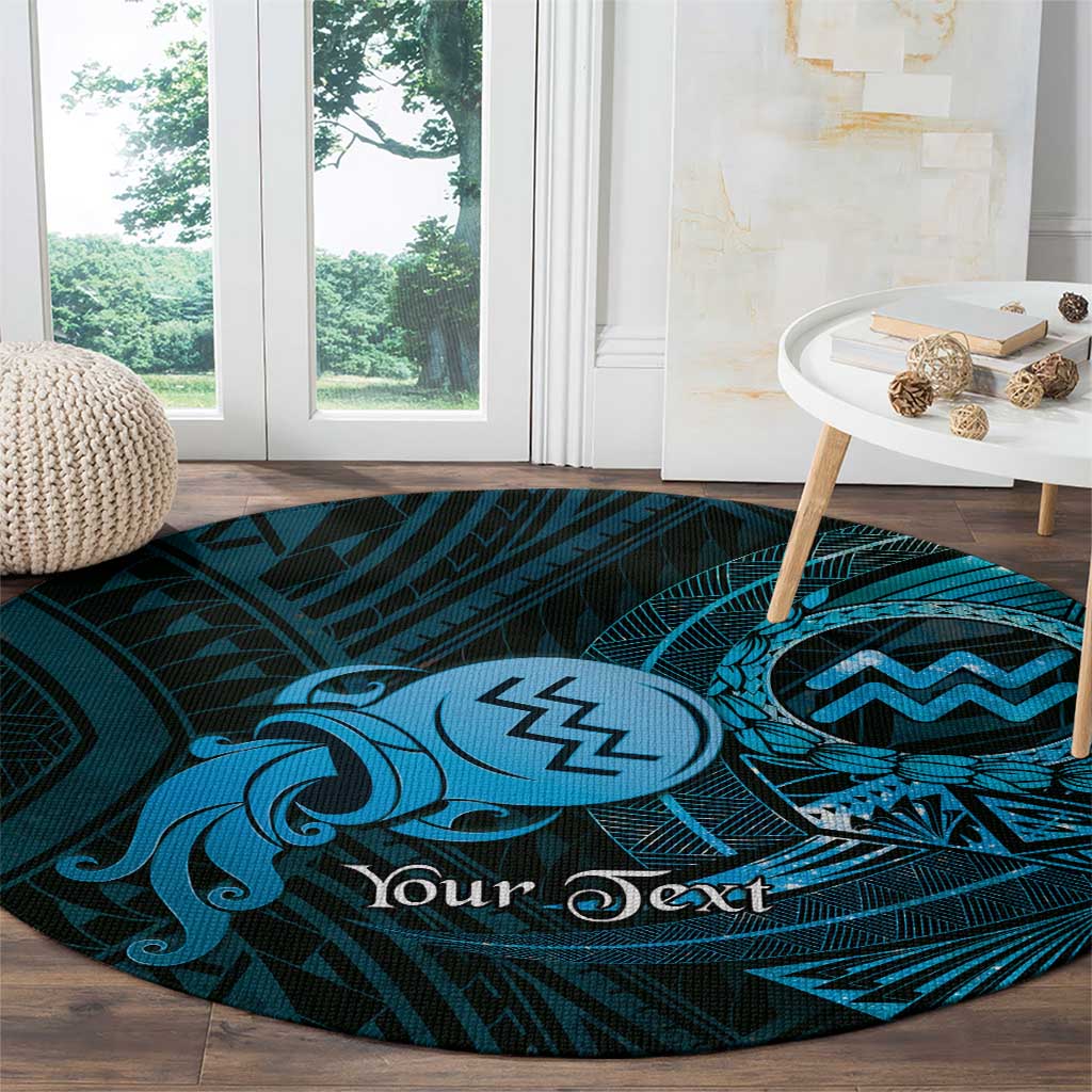 Personalised Polynesia Zodiac Aquarius Round Carpet Galaxy Polynesian Pattern Chest Tattoo Style LT14 - Polynesian Pride