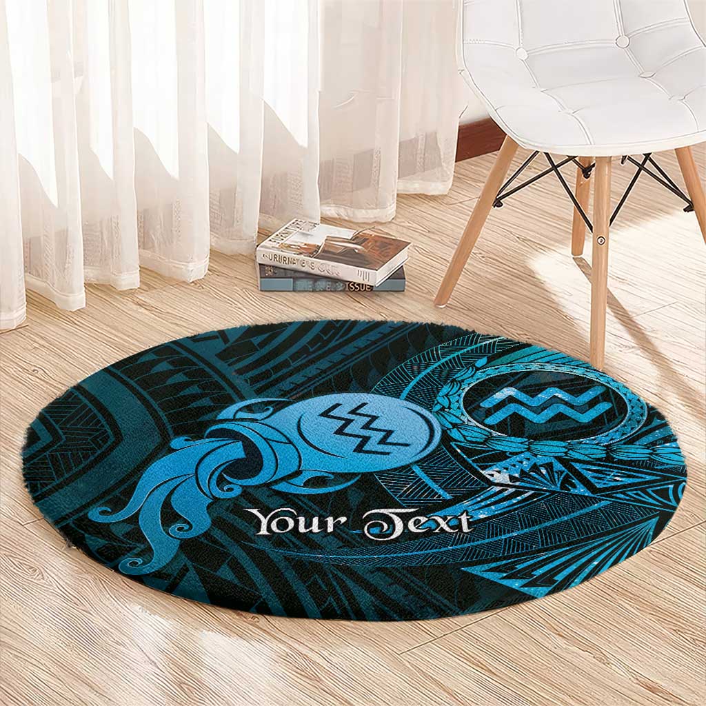 Personalised Polynesia Zodiac Aquarius Round Carpet Galaxy Polynesian Pattern Chest Tattoo Style LT14 - Polynesian Pride