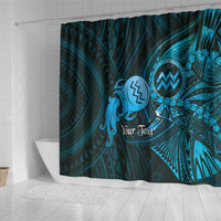 Personalised Polynesia Zodiac Aquarius Shower Curtain Galaxy Polynesian Pattern Chest Tattoo Style