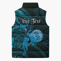 Personalised Polynesia Zodiac Aquarius Sleeveless Puffer Jacket Galaxy Polynesian Pattern Chest Tattoo Style LT14 - Polynesian Pride