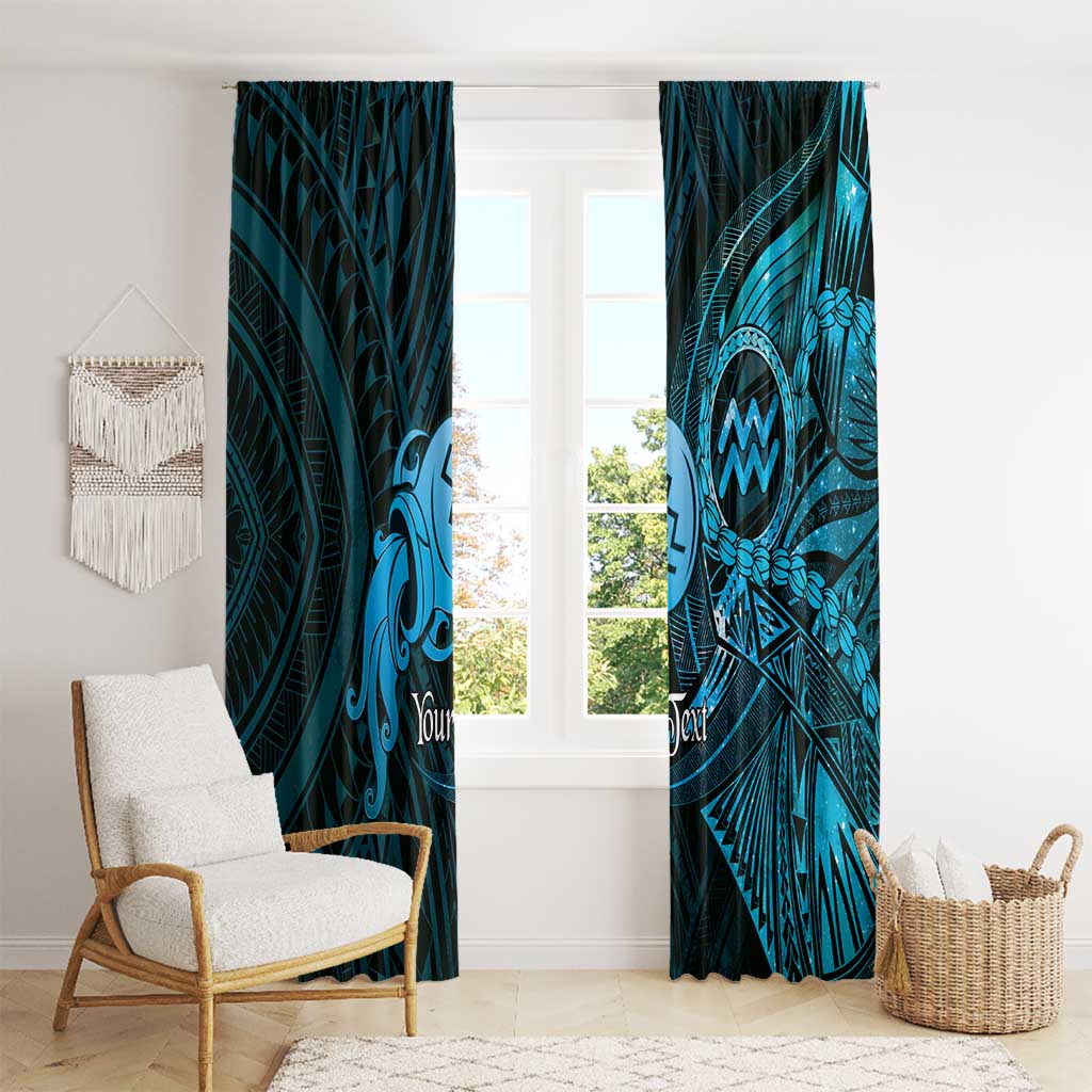 Personalised Polynesia Zodiac Aquarius Window Curtain Galaxy Polynesian Pattern Chest Tattoo Style LT14 - Polynesian Pride