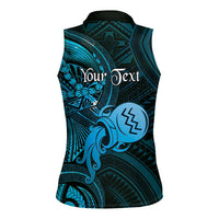 Personalised Polynesia Zodiac Aquarius Women Sleeveless Polo Shirt Galaxy Polynesian Pattern Chest Tattoo Style LT14 - Polynesian Pride