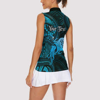 Personalised Polynesia Zodiac Aquarius Women Sleeveless Polo Shirt Galaxy Polynesian Pattern Chest Tattoo Style LT14 - Polynesian Pride