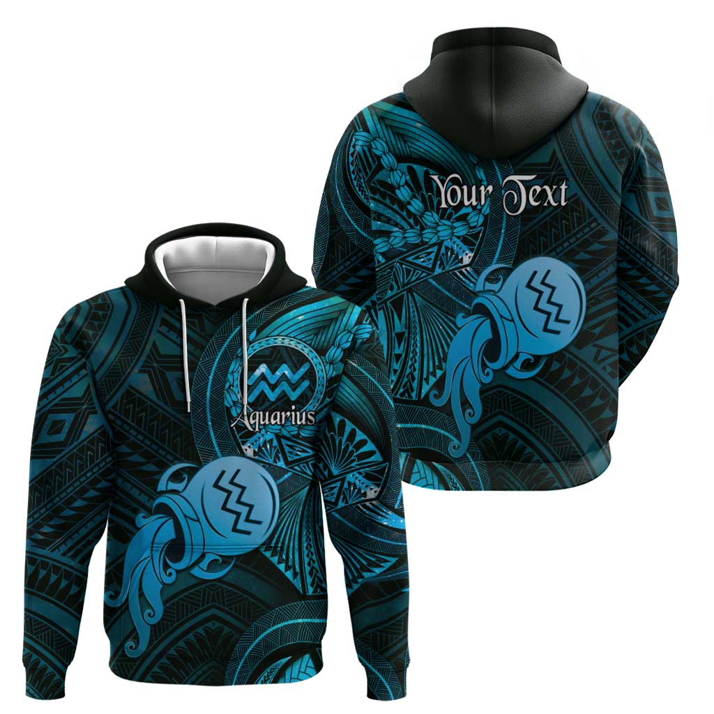 Personalised Polynesia Zodiac Aquarius Zip Hoodie Galaxy Polynesian Pattern Chest Tattoo Style LT14 - Polynesian Pride