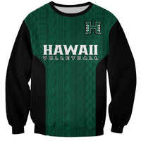 Hawaii Volleyball Sweatshirt Hawaiian Kakau Green Style LT14 Unisex Green - Polynesian Pride