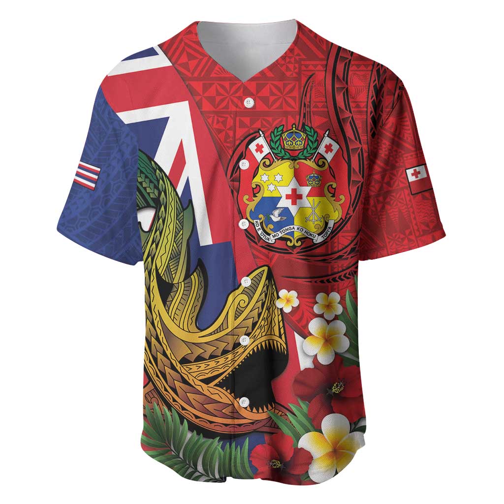 Hawaii And Tonga Baseball Jersey Shark Tattoo With Tongan Coat Of Arms