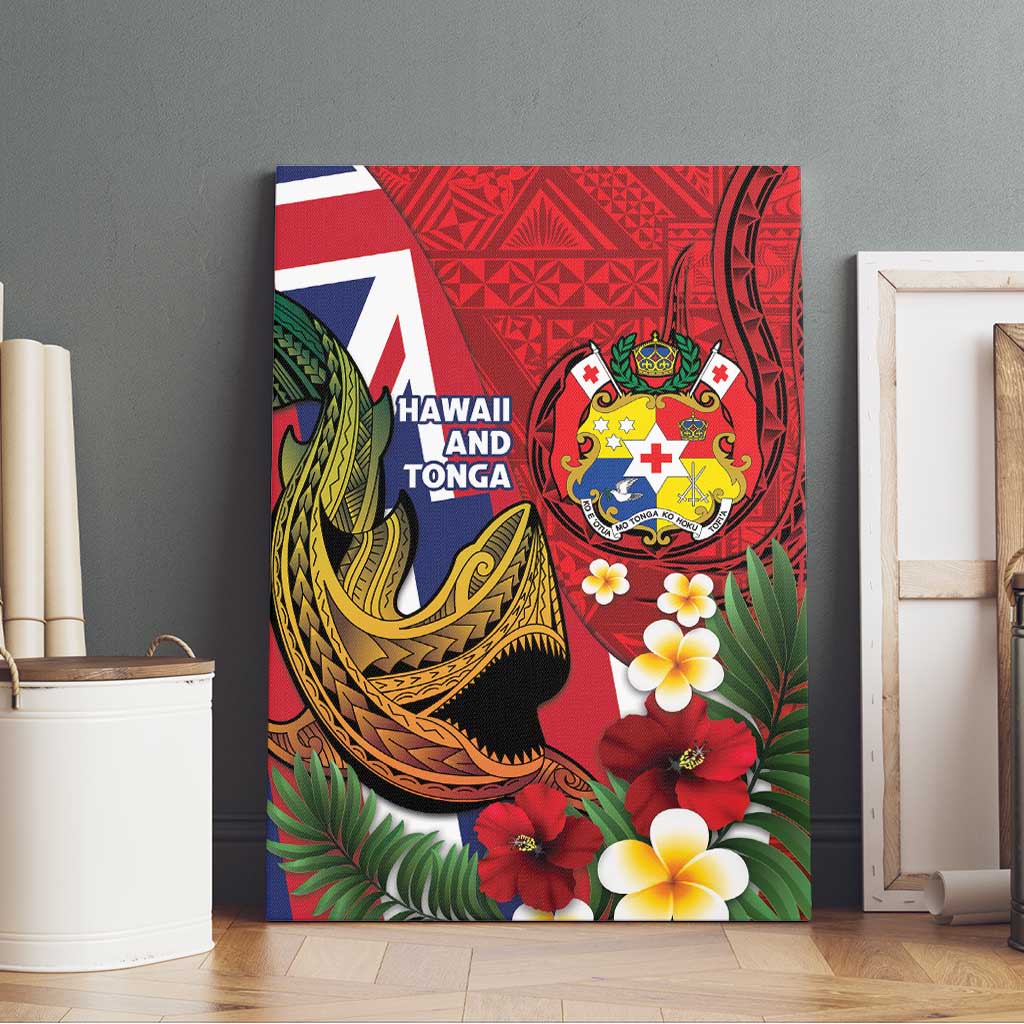Hawaii And Tonga Canvas Wall Art Shark Tattoo With Tongan Coat Of Arms