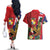 Hawaii And Tonga Couples Matching Off The Shoulder Long Sleeve Dress and Hawaiian Shirt Shark Tattoo With Tongan Coat Of Arms