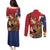Hawaii And Tonga Couples Matching Puletasi and Long Sleeve Button Shirt Shark Tattoo With Tongan Coat Of Arms