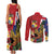 Hawaii And Tonga Couples Matching Tank Maxi Dress and Long Sleeve Button Shirt Shark Tattoo With Tongan Coat Of Arms