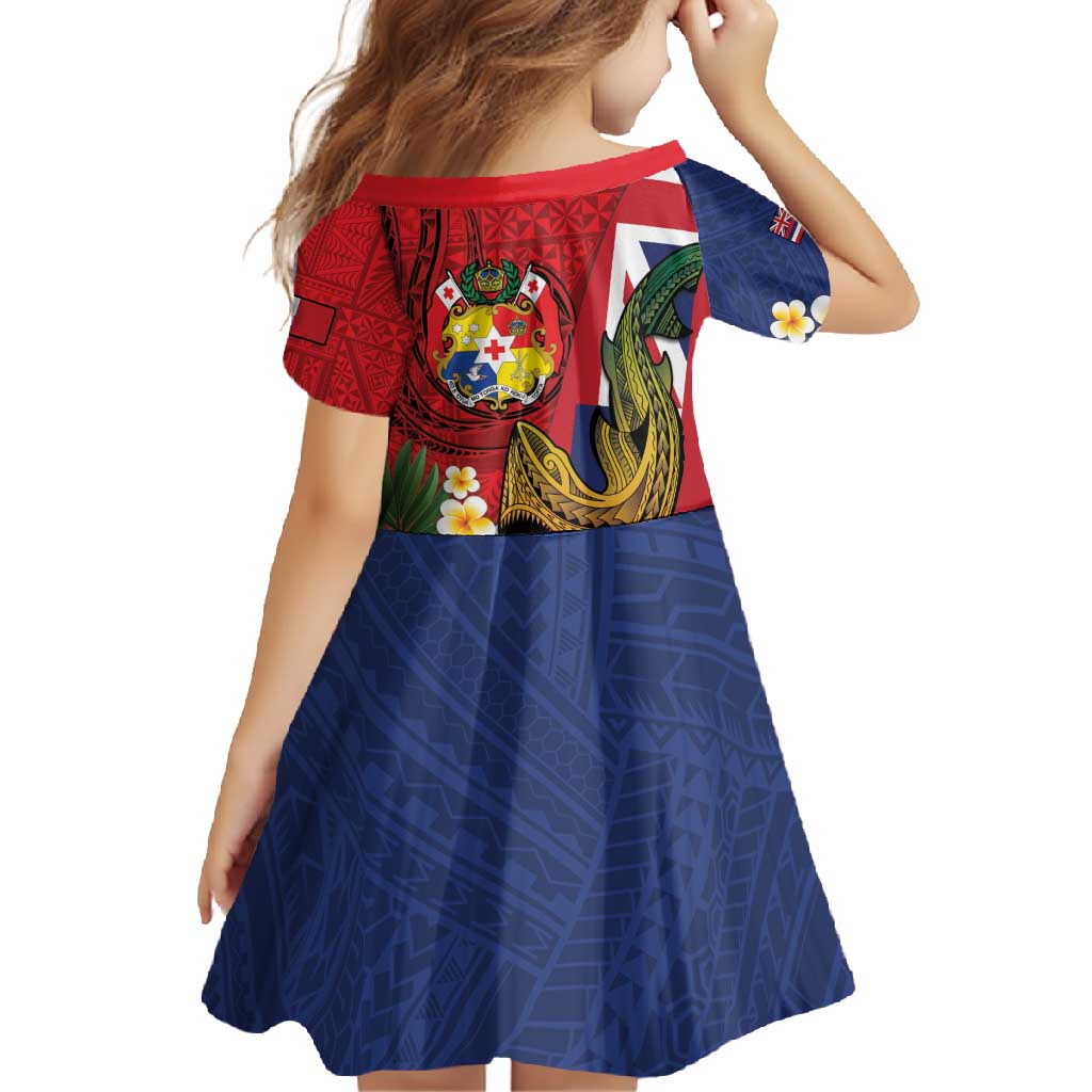 Hawaii And Tonga Family Matching Mermaid Dress and Hawaiian Shirt Shark Tattoo With Tongan Coat Of Arms