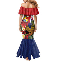 Hawaii And Tonga Family Matching Mermaid Dress and Hawaiian Shirt Shark Tattoo With Tongan Coat Of Arms