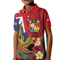 Hawaii And Tonga Kid Polo Shirt Shark Tattoo With Tongan Coat Of Arms