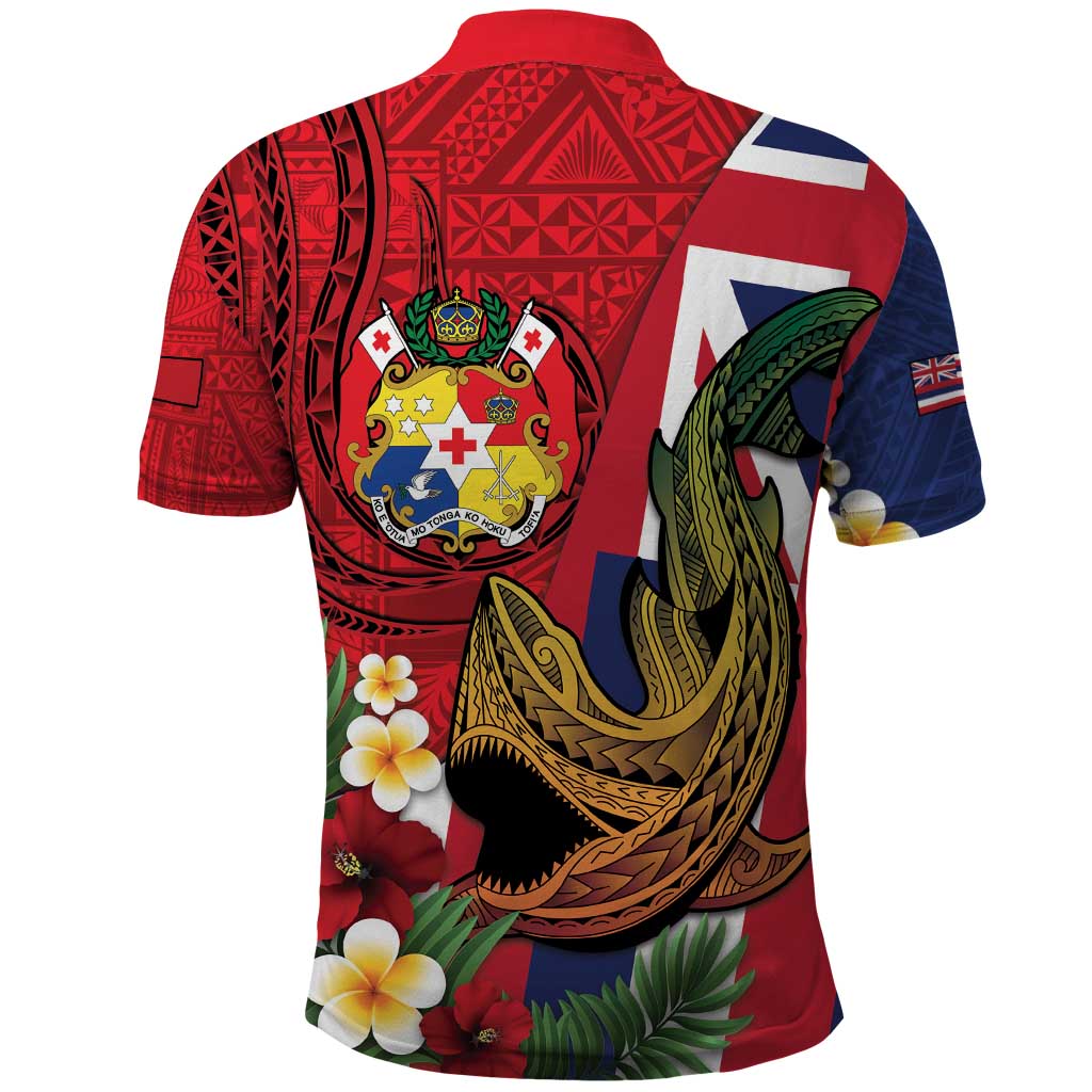Hawaii And Tonga Polo Shirt Shark Tattoo With Tongan Coat Of Arms