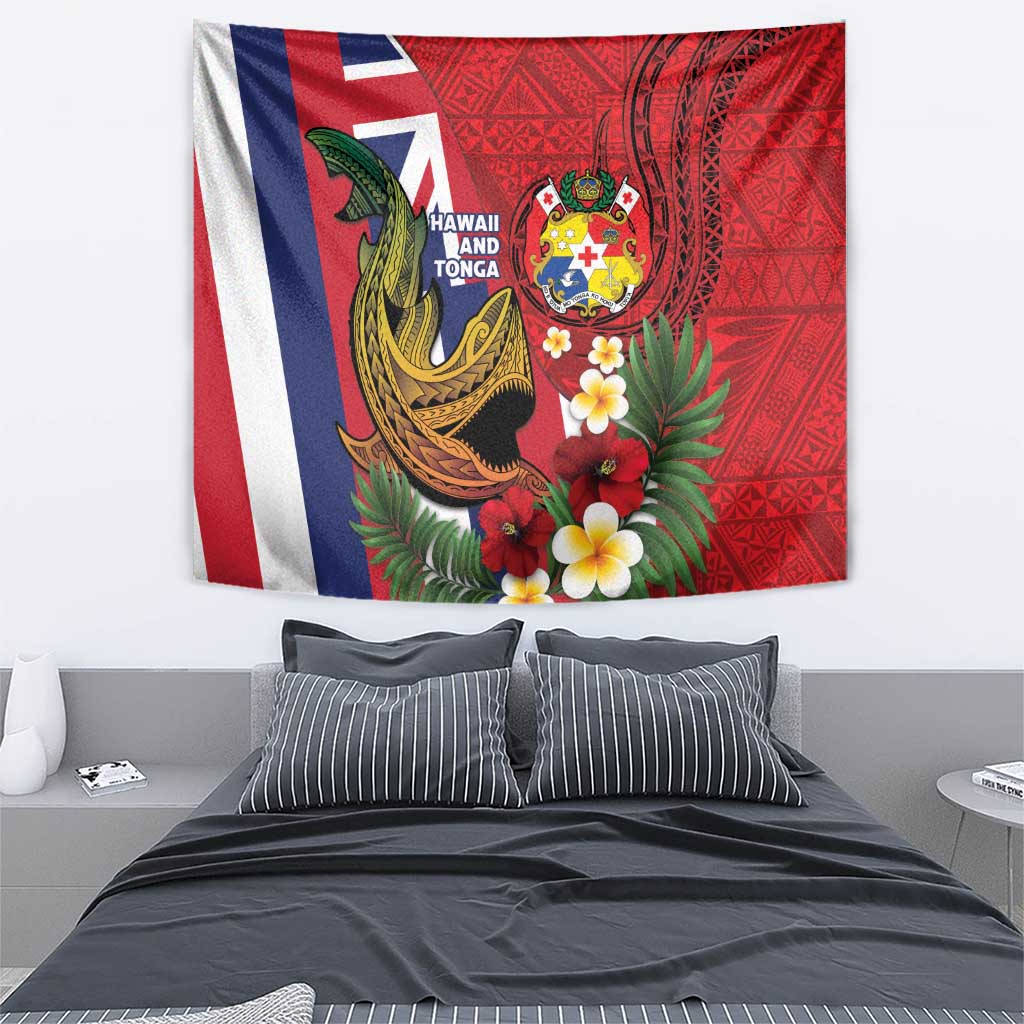 Hawaii And Tonga Tapestry Shark Tattoo With Tongan Coat Of Arms